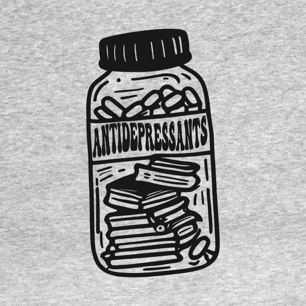 Anti-Depressant Books Shirt, Jar of Books, Antidepressant Pill Bottle, Book Lover Gift, Bookish, Mental Health, Reading is my Therapy by ILOVEY2K